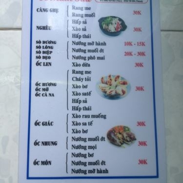 Thực đơn- Quán Ăn Quán Ốc Mắm Sữa
