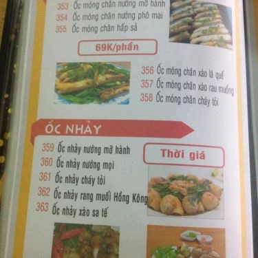 Thực đơn- Quán Ăn Quán Ốc 399 - Tây Thạnh