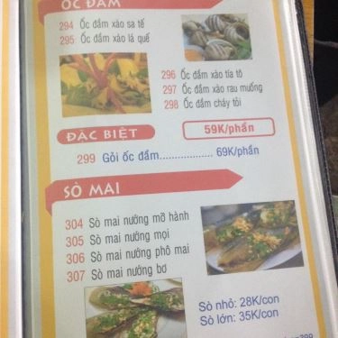 Thực đơn- Quán Ăn Quán Ốc 399 - Tây Thạnh