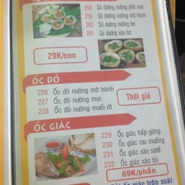 Thực đơn- Quán Ăn Quán Ốc 399 - Tây Thạnh