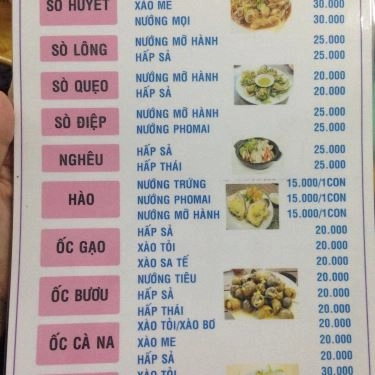 Thực đơn- Quán Ăn Quán Ốc 533