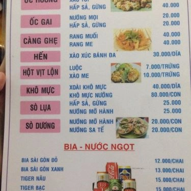 Thực đơn- Quán Ăn Quán Ốc 533