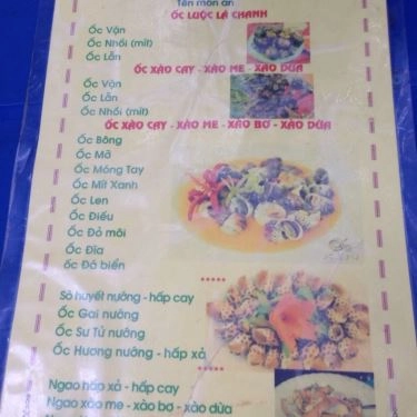 Thực đơn- Quán Ăn Quán Ốc Cay SVLC - Trần Huy Liệu