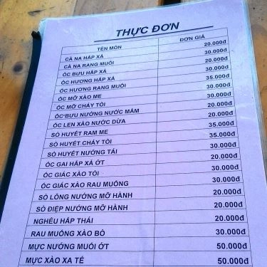 Thực đơn- Quán Ăn Quán Ốc Cu Bin