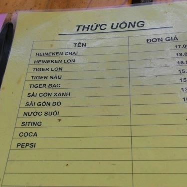 Thực đơn- Quán Ăn Quán Ốc Cu Bin