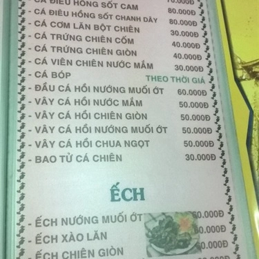Thực đơn- Quán Ăn Quán Ốc Dâu