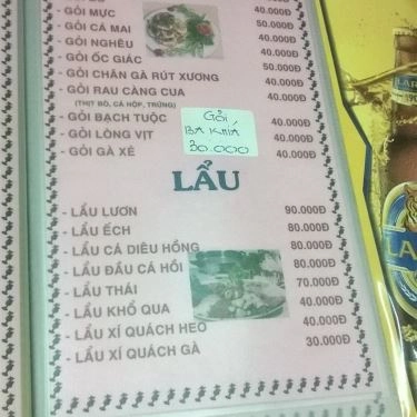 Thực đơn- Quán Ăn Quán Ốc Dâu