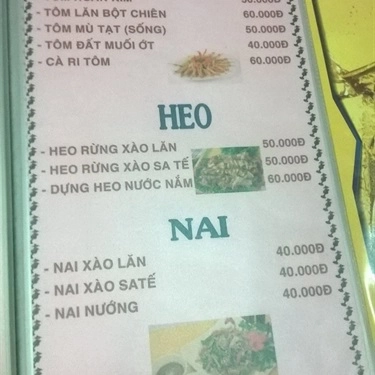 Thực đơn- Quán Ăn Quán Ốc Dâu