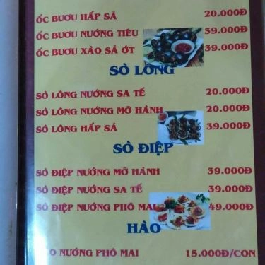 Thực đơn- Quán Ăn Quán Ốc Hải Sản 20k