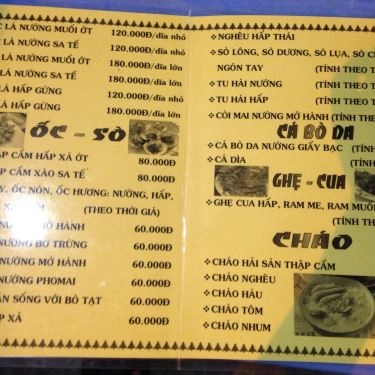 Thực đơn- Quán Ăn Quán Long Vũ - Các Loại Ốc