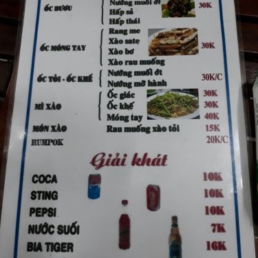 Thực đơn- Quán Ăn Quán Ốc Mắm Sữa