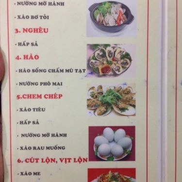 Thực đơn- Quán Ăn Quán Ốc Nga - Nguyễn Đình Chiểu