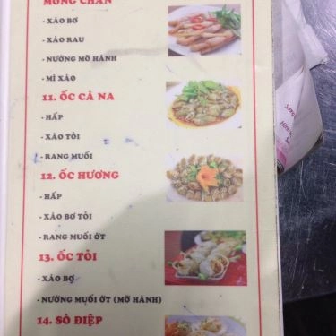 Thực đơn- Quán Ăn Quán Ốc Nga - Nguyễn Đình Chiểu