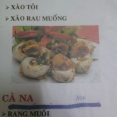 Thực đơn- Quán Ăn Quán Ốc Ngon - Đất Thánh