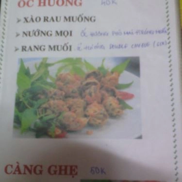 Thực đơn- Quán Ăn Quán Ốc Ngon - Đất Thánh