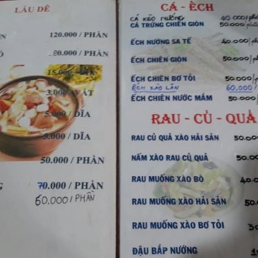 Thực đơn- Quán Ăn Quán Ốc Nướng