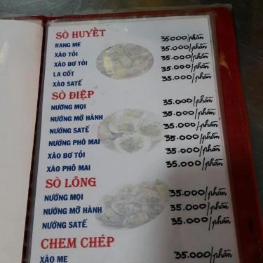Thực đơn- Quán Ăn Quán Ốc Nướng