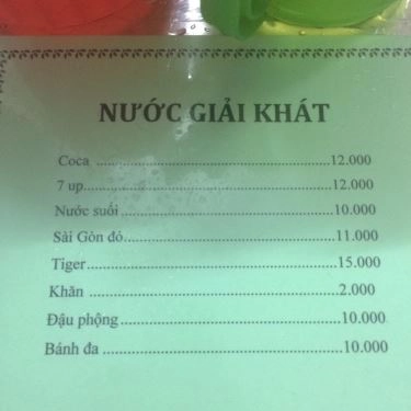 Thực đơn- Quán Ăn Quán Ốc Sunny