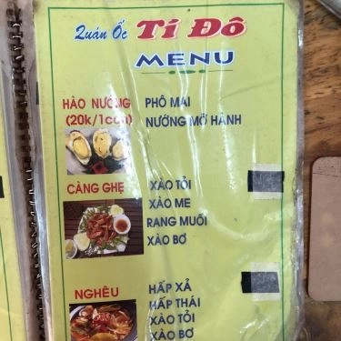 Thực đơn- Quán Ăn Quán Ốc Tí Đô