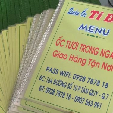 Thực đơn- Quán Ăn Quán Ốc Tí Đô