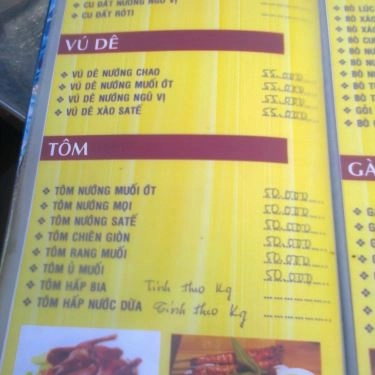 Thực đơn- Quán Ăn Quán Ốc Ty - Vĩnh Khánh