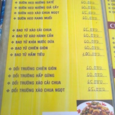 Thực đơn- Quán Ăn Quán Ốc Ty - Vĩnh Khánh