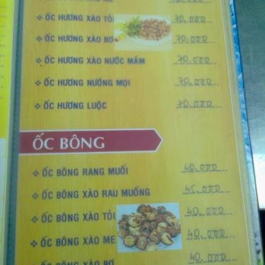 Thực đơn- Quán Ăn Quán Ốc Ty - Vĩnh Khánh