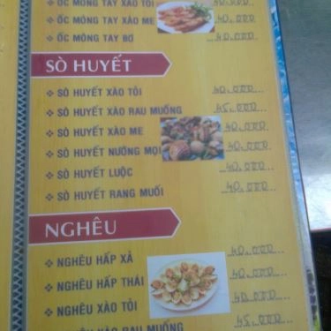 Thực đơn- Quán Ăn Quán Ốc Ty - Vĩnh Khánh