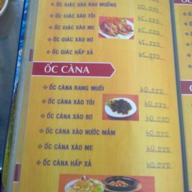 Thực đơn- Quán Ăn Quán Ốc Ty - Vĩnh Khánh