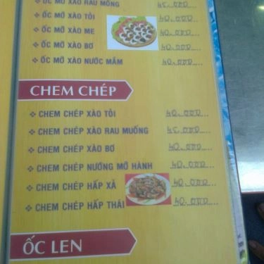 Thực đơn- Quán Ăn Quán Ốc Ty - Vĩnh Khánh