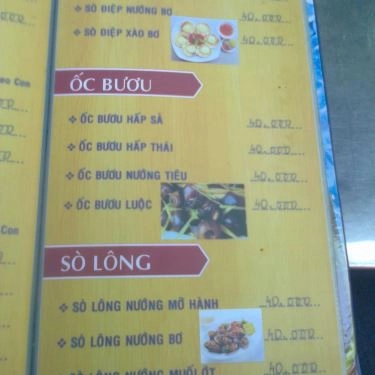 Thực đơn- Quán Ăn Quán Ốc Ty - Vĩnh Khánh