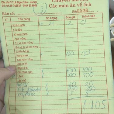 Thực đơn- Quán Ăn Quán Ộp - Lê Ngọc Hân
