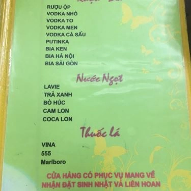 Thực đơn- Quán Ăn Quán Ộp - Lê Ngọc Hân