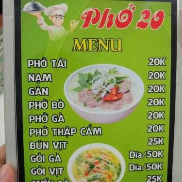 Thực đơn- Quán Ăn Phở 20