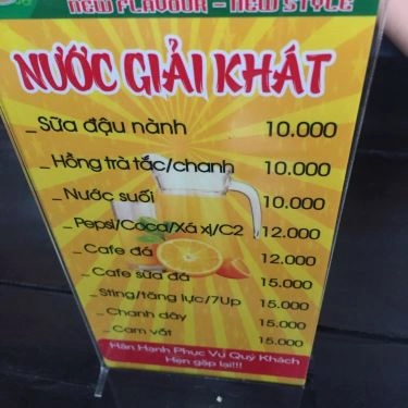 Thực đơn- Quán Ăn Phở Nam
