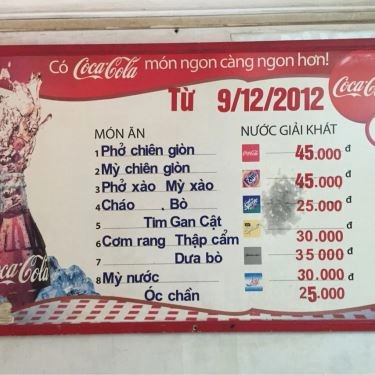 Thực đơn- Quán Ăn Phở Chiên Giòn - Khâm Thiên