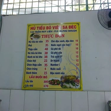 Thực đơn- Quán Ăn Quyên - Hủ Tiếu Bò Viên Sa Đéc