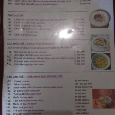 Thực đơn- Quán Ăn Quán Ruốc - Nguyễn Đình Chính