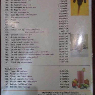 Thực đơn- Quán Ăn Quán Ruốc - Nguyễn Đình Chính