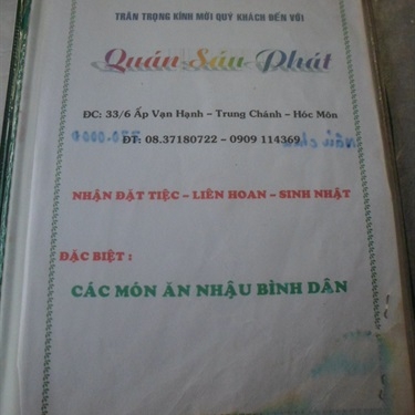 Thực đơn- Quán Ăn Quán Sáu Phát - Món Nhậu Bình Dân