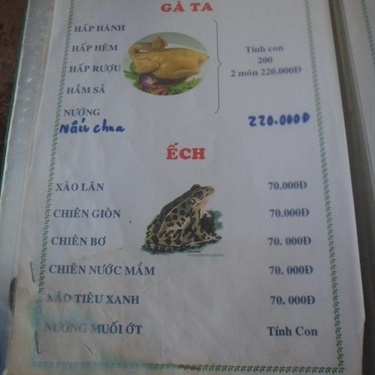 Thực đơn- Quán Ăn Quán Sáu Phát - Món Nhậu Bình Dân