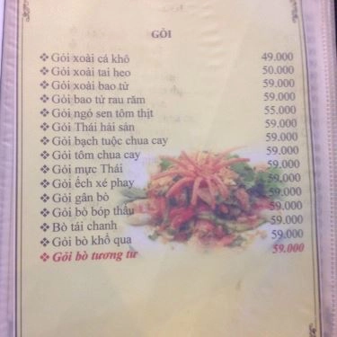 Thực đơn- Quán Ăn Quán Sen 2 - Hải Sản & Nướng Tại Bàn