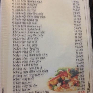 Thực đơn- Quán Ăn Quán Sen 2 - Hải Sản & Nướng Tại Bàn
