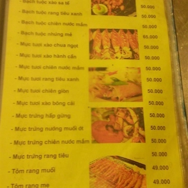 Thực đơn- Quán Ăn Quán Sen - Nhậu Bình Dân