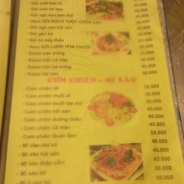 Thực đơn- Quán Ăn Quán Sen - Nhậu Bình Dân