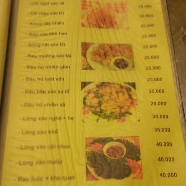 Thực đơn- Quán Ăn Quán Sen - Nhậu Bình Dân