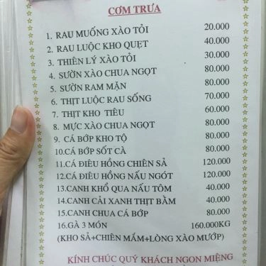 Thực đơn- Sô Chu - Quán Ăn Gia Đình