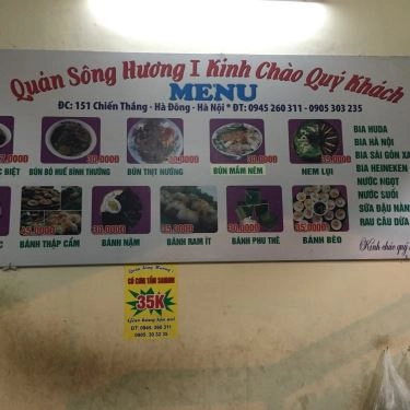 Thực đơn- Quán Ăn Quán Sông Hương - Bún Bò Huế