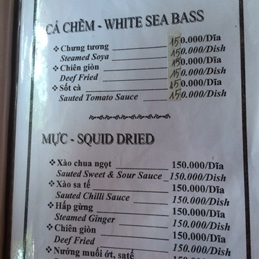 Thực đơn- Quán Ăn Song Ngư Quán - Thạnh Thới
