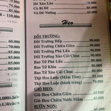Thực đơn- Quán Ăn Lẩu Cá Kèo Tài